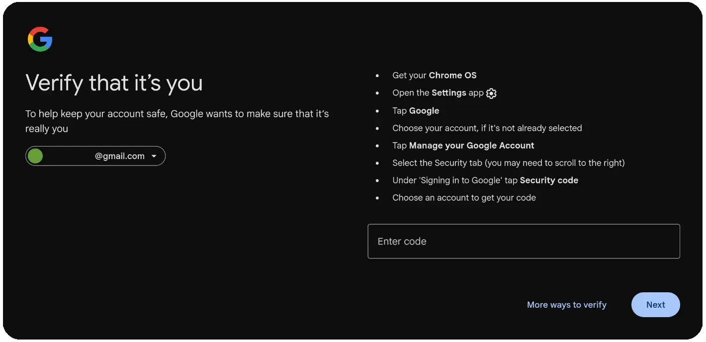 google verification prompt